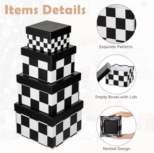 Square Gift Boxes with Lids for Presents Paper Nesting Gift Boxes for Gifts