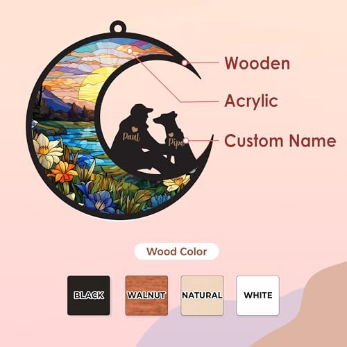 Personalized Dog & Owner Memorial Suncatcher Pet Angel Friendship Ornament Window Car Hanging Sympathy Gift Loss of Pet Passed Away Gift Remembrance Keepsake for Dog Lovers
