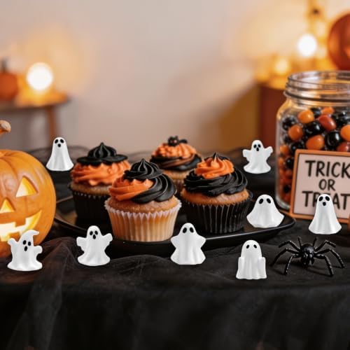48 Pcs Halloween Mini Resin Ghost Figures White Miniature Figurines