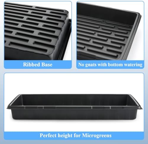 50-Pack Heavy-Duty 1020 Seed Trays No Holes, Thick Plastic Plant Flats