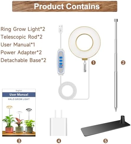 Aokrean Plant Grow Light, Full Spectrum for Indoor Plants with Base 2 Pack