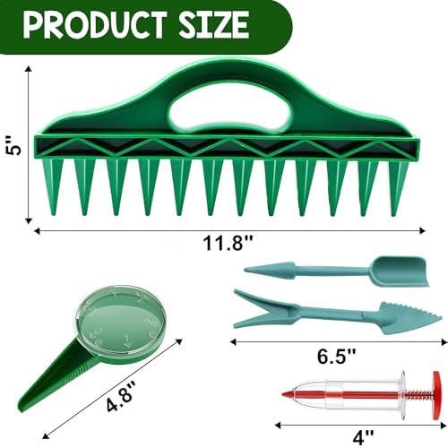 7 Pcs Seed Spreader Set, 2025 Upgraded Mini Seed Dispenser, Garden Seed Planter Tool, Hand Held Seed Spreader for Manual Gardening with 12-Hole Dibber, Multifunctional Spacer Gardening Tools