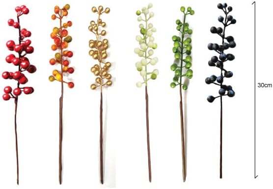 Artificial Berry, Fake Burgundy Berry, (20 pcs, 12" Each), Artificial Berries Stems for Xmas Tree Wreath Decorations Home Decor (GoldenBerry)