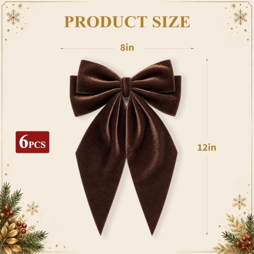 Large Christmas Bows, Velvet Bows for Xmas Tree Topper Garland Wreath Decor