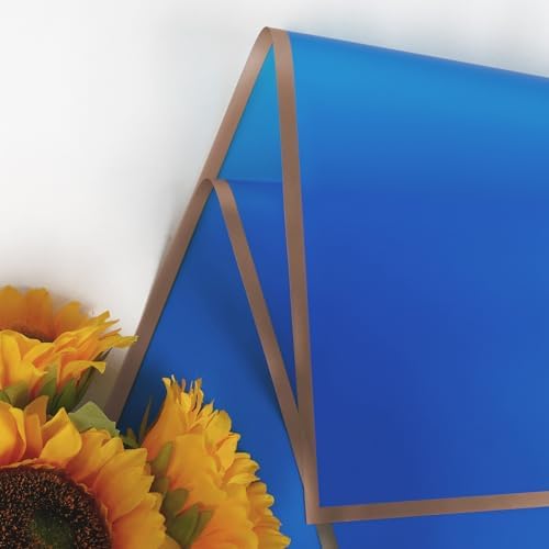 FUHITIM 20 Sheets Flower Waterproof Wrapping Paper (Royal Blue)