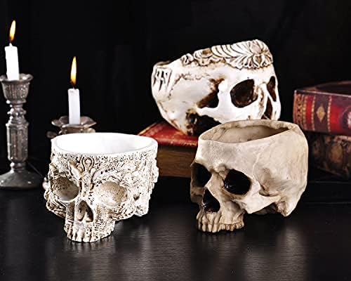 IBWell Modern 6 inch Large Funny Resin Skull Shaped Head Design Flower Pot Planter Container, Decoration Flowerpot Props Home Office Desk Decor (Classic)