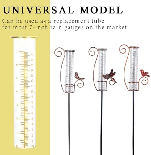7'' Capacity Rain Gauge Replacement Tube Glass, 2 Pcs
