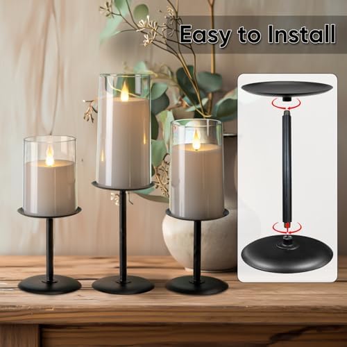 Homemory Fall Halloween Table Decor, Black Metal Candle Holders Set of 5