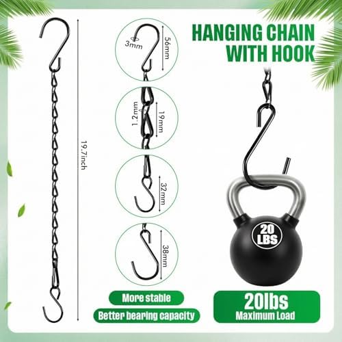 EBOOT 2 Pcs Hanging Chain for Bird Feeders, Planters, Lanterns and Ornaments (Black,19.7 Inch)
