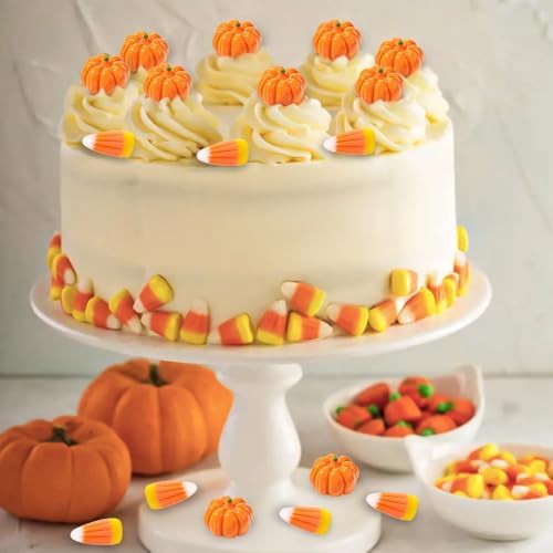 Halloween Mini Decor 70PCS Fake Resin Pumpkins Candy Corn Figurines