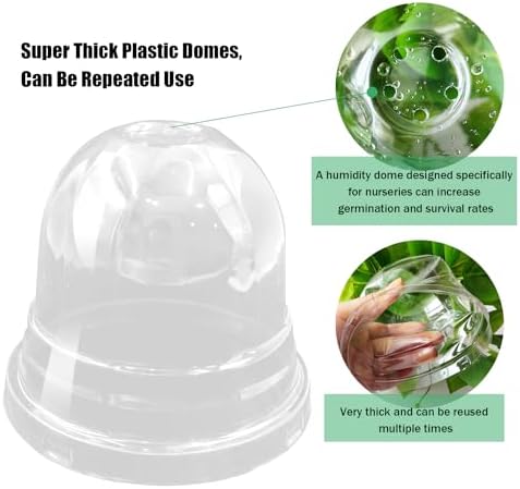 RooTrimmer 50 Pack Clear Plant Pot Domes, Transparent Seedling Domes Compatible with 4 Inch Seed Starter Pots for Indoor Outdoor Gardening(50Pcs, Clear)