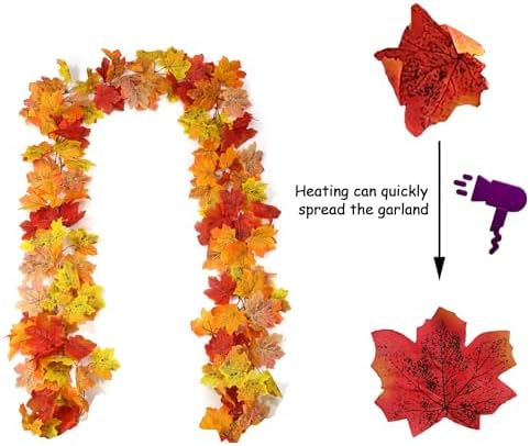 SITUMEIZI 2 Pcs 13Ft Fall Leaves Garland for Thanksgiving Decor