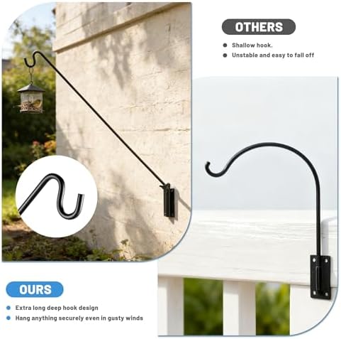 ERYTLLY Extended Reach Deck Hook Wall Pole Wall Mounted, Extensible and Adjustable 28 inch to 43 inch Bracket for Hanging Bird Feeder,Plants,Wind Chimes,Lanterns