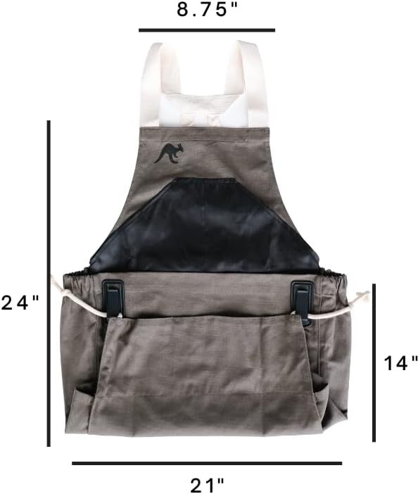 Roo Gardening Apron with Pockets for Women & Men - Canvas Garden Apron with Harvesting Pouch, Water-Resistant, Washable