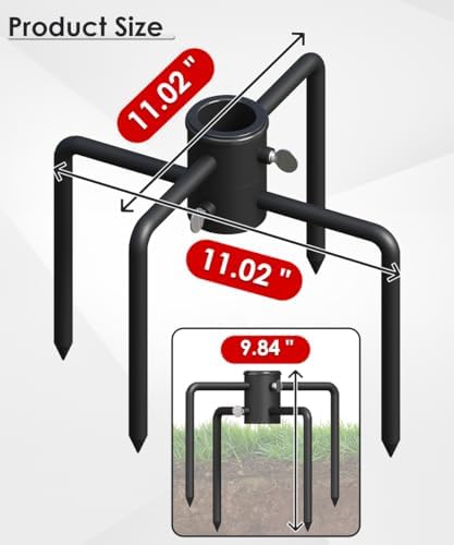Mocomax Pole Stabilizer Stand Base Applies to 1.41" to 2.12" Shepherds Hook, Outdoor Bird Feeder Pole Stabilizer Support with 4 Prongs, Metal Holder Base for Birdhouse, Flagpole, Umbrellas, Black