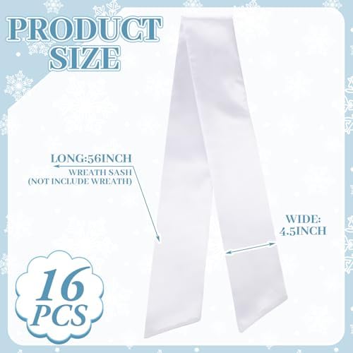 VitalCozy 16 Pcs White Wreath Sash Cotton Blank Ribbon