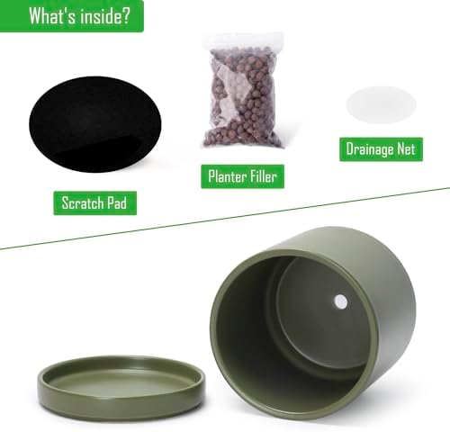 D'vine Dev 8.2 Inch Ceramic Planter Pot, Olive, 94-O-D-J