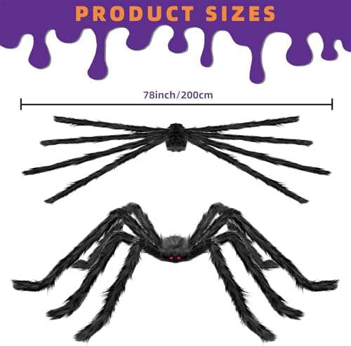 2PCS 78" Giant Spider ,Scary Large Spider Props Halloween Decorations