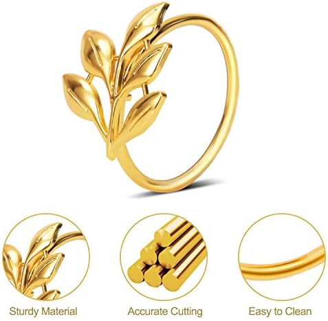KPOSIYA Gold Napkin Rings Set of 200, Leaf Napkin Holder for Thanksgiving