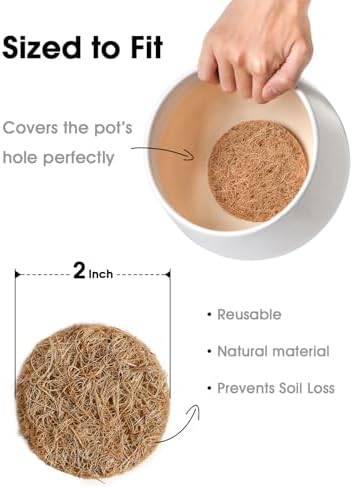 LE TAUCI Coconut Coir Drainage Pads, 2 Inch Round Liners for Pots, 20 Pack