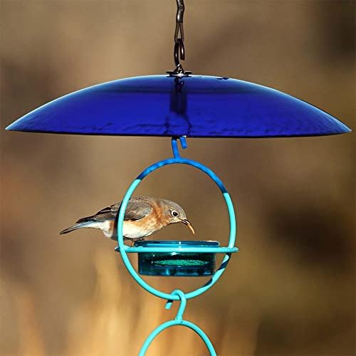 Recycled Glass Bird Feeder Dome with Dual Hooks, Cobalt Blue