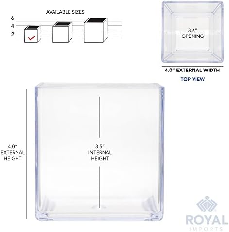 Royal Imports Acrylic Square Vases for Centerpieces Non-Breakable 4" Clear