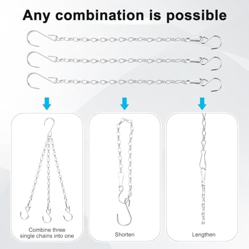 M METERXITY 6-Pack Chain for Hanging Plants 33cm/13in Iron Silver
