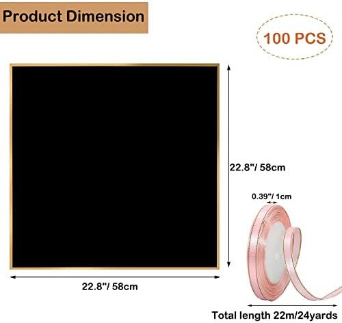 100 Sheets Flower Wrapping Paper with Pure Color Flower Bouquet Wrapping Paper for Waterproof DIY Crafts Packaging, 22.8x22.8 inch (10 Colors) with 3 Ribbons