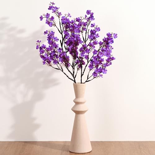 10 Pcs Fake Flowers, Real Touch Babys Breath Artificial Flowers, Purple