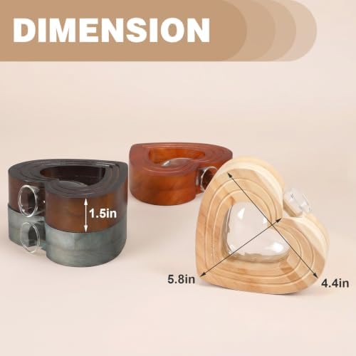4 Sets Wood Wall Propagation Vases, Heart Wall Hanging Planters