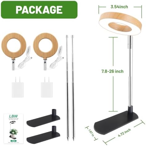 LBW Grow Lights for Indoor Plants, Full Spectrum Halo Grow Light with Base