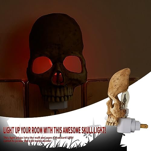 Skull Night Light, 2026 New Skeleton Night Light, Halloween Horrible Light Decoration for Halloween Party and Home Decor (Grey)