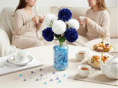 YATOJUZI 500PCS Acrylic Vase Filler Gradient Blue Decorations Deep Blue Fake Ice Cubes Crushed Rocks Plastic Diamonds Gems for DIY Party Centerpiece Table Scatter Display 0.5"
