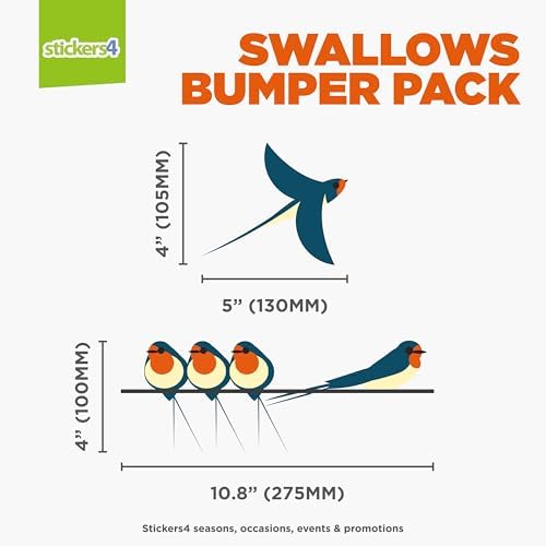Set of 7 Swallow Bird Window Clings | Bird Window Strike Prevention