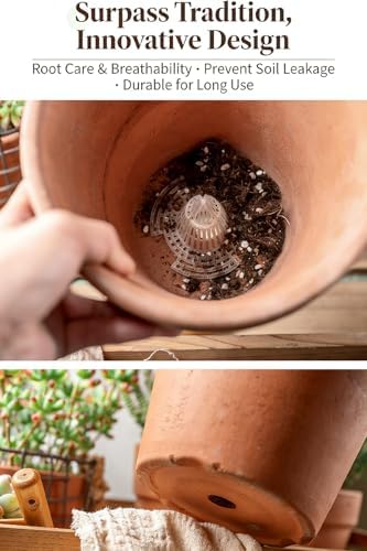 Plant Pot Drainage Cones, 10 Pack – Breathable Mesh Pot Bottom Pads for Improved Airflow & Drainage, Prevent Soil Loss, Suitable for Small Potted Plants, Succulents, Bonsai (Medium)