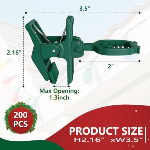 KJX Large C7 C9 Christmas Light Spring Clips, 100 Pack Gutter Roof Clips