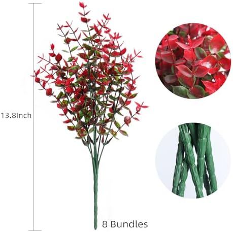 RECUTMS Ferns Artificial Plants Artificial Plants & Greenery Red Eucalyptus