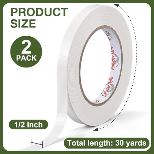 2 Rolls White Floral Tape 1/2" x 30Yd Waterproof Florist Tape