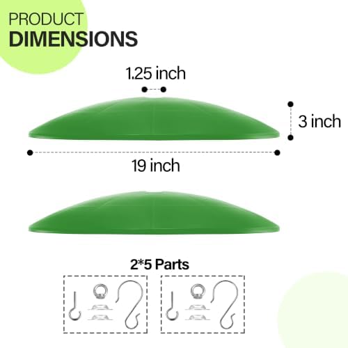 19.25-Inch Extra Large Squirrel Baffle,Hummingbird Feeder Shade Dome Cover, Bird Feeder Rain Guard, Hanging Squirrel Proof for Shepherd's Hook Outdoors (Green) 2 Pack