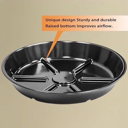 6 Pack of 6 Inches Plant Saucers for Indoor, Durable Plant Saucer Pot Tray, Round Plastic Flower Plant Dish Pant Plate to Catch Water, Black