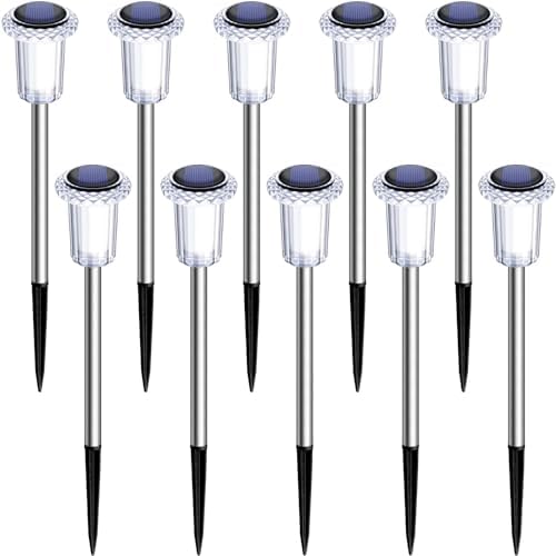 10 Pack Solar Lights Outdoor Waterproof Pathway Lights, Warm White
