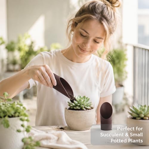 Bonsai Soil Scoops, Plastic Garden Soil Scoops, Garden Potted Plant Maintenance Succulent Planting Tools, Classic Durable, Ergonomic Grip -(1pc Brown)
