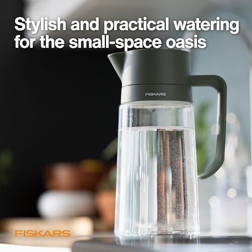 Fiskars 17oz Glass Watering Can for Indoor Plants, Easy Fill Top, Clear