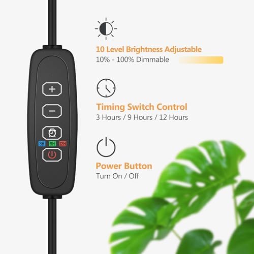 Grow Light Indoor Plants, 20W Full Spectrum Lamp, Height Adjustable Stand