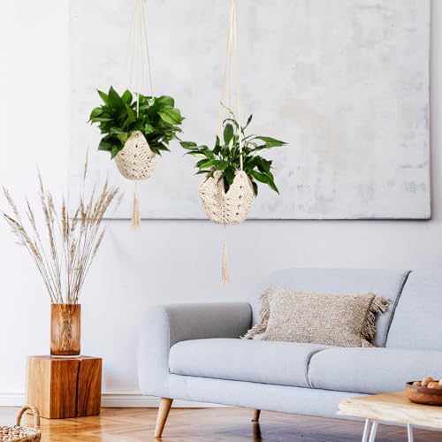 Shappy 3 Pack Boho Macrame Plant Hanger for Indoor