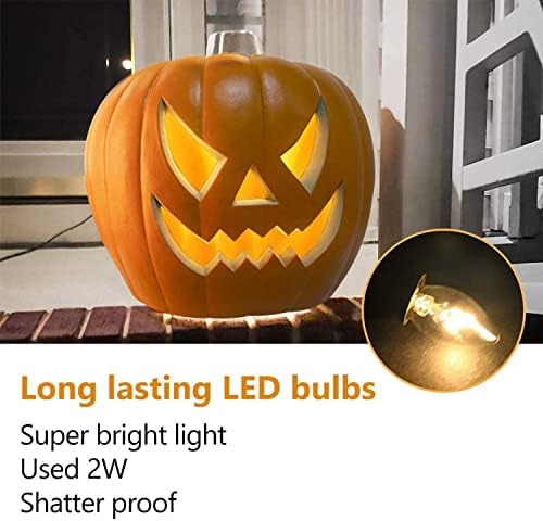 2Pack Jack O Lanterns - Large Halloween Pumpkin Lantern with Pre-lit LED Bulbs - Gaint Indoor/Outdoor Light Up Pumpkins for Halloween Decoration in Garden Patio Front Door Decor