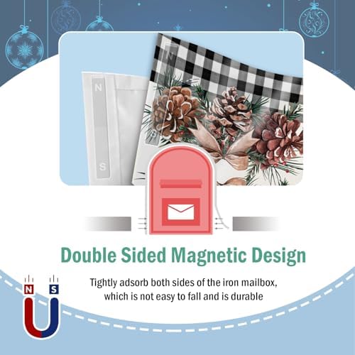 Winter Pine Cone Mailbox Cover Magnetic Standard Size 21" x 19"