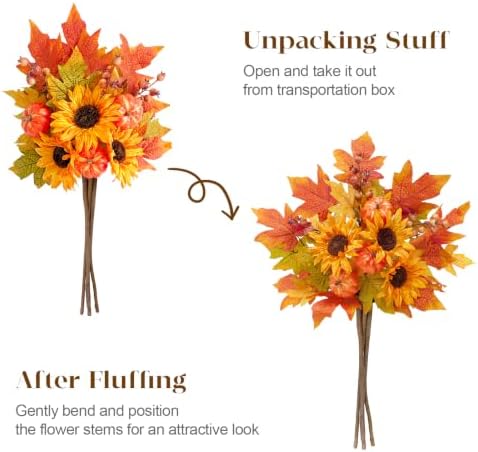 Fall Flowers Artificial for Decorations, Sunflower Pumpkin Faux Flowers