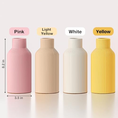 Mfacoy Ceramic Flower Vase, Minimalist Decor, Modern Home Decorative Vase, 8 in Small Pampas Grass Vases For Kitchen, Bedroom, Office, Living Room, Bathroom, Shelf Centerpiece Table Decorations (Pink)