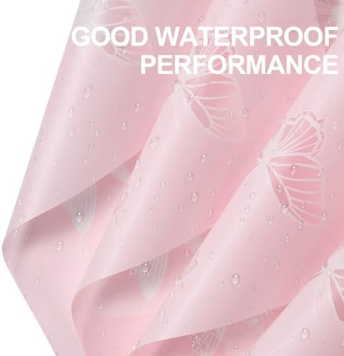 WRAPAHOLIC 20 Sheets Flower Wrapping Paper - 22.4 x 22.4 inch Pink Butterfly Water-Resistant Floral Bouquet Wrapping Paper, Florist Supplies Packaging for Wedding Birthday Gift DIY